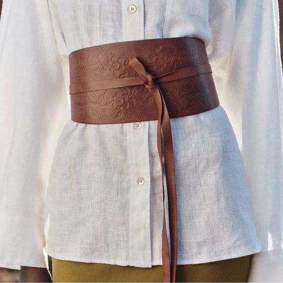 Zara TIED LEATHER SASH BELT - Picture 1 of 6